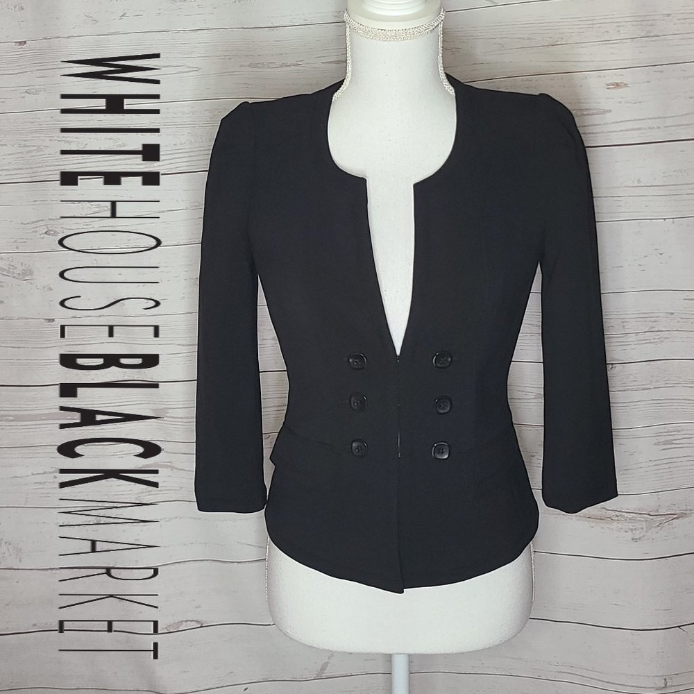 NEW WHBM Black Cross Button Blazer